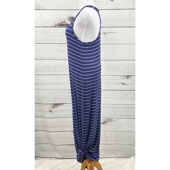 STEM Racerback Striped Tank Maxi Dress SZ M Blue Summer BBQ Resort Wear - Picture 3 of 7